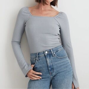 NWT Madewell ribbed square neck long sleeve tee